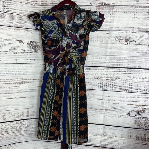 Twenty one Dress Womens size Small chiffon floral mini Ruffle Cap Sleeve - Picture 2 of 12